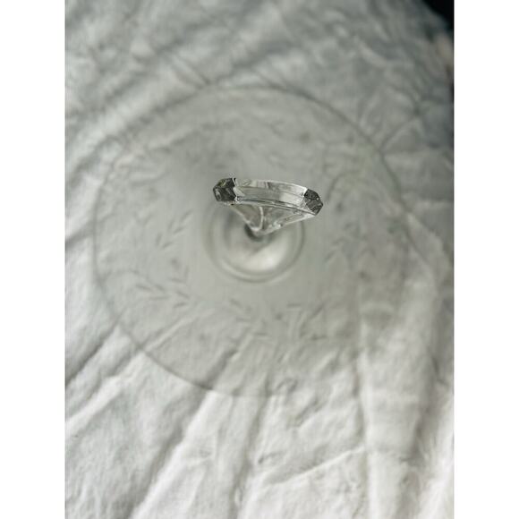 Vintage Tidbit 11” Serving Tray Dish Etched Glass Handle Floral Scallop Trim - Picture 9 of 16